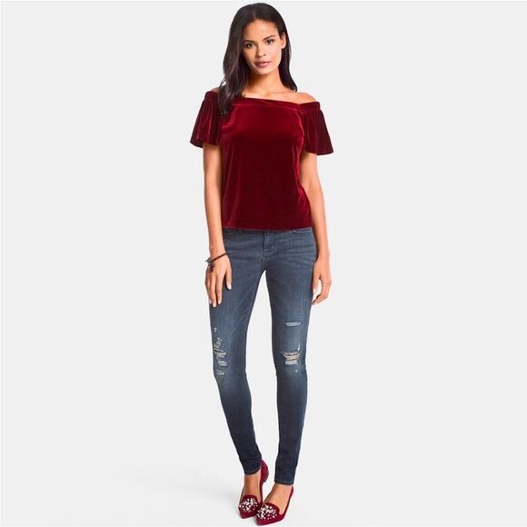WHBM Velvet Off-the-Shoulder Top S - Picture 8 of 9